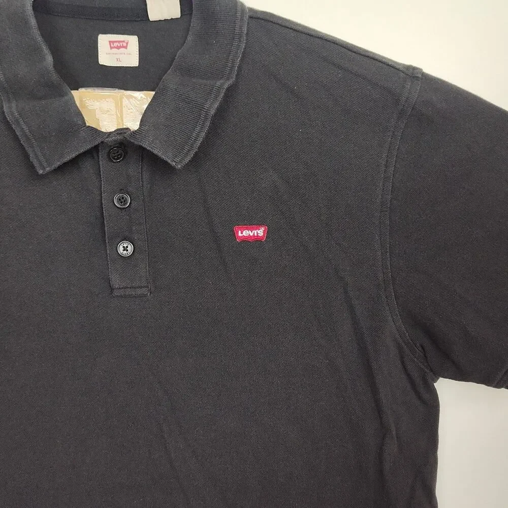 Levi's Polo Shirt Men's Size XL Black‎ Embroidered Logo Short Sleeves